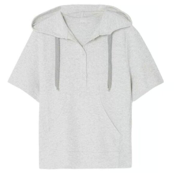Max Mara Leisure Milford Short Sleeve Hoodie In Light Gray Medium NEW - Picture 1 of 11